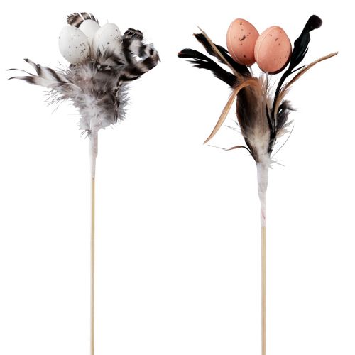 Penas decorativas de ovos de codorna artificiais em palito 36 cm 12 unidades