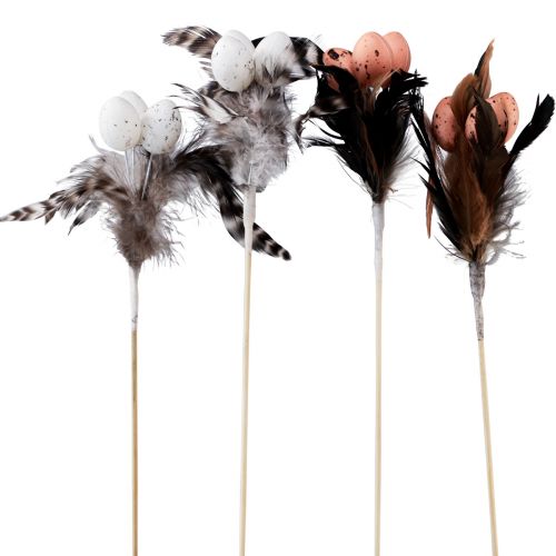 Itens Penas decorativas de ovos de codorna artificiais em palito 36 cm 12 unidades