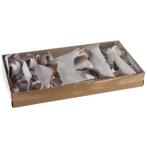 Floristik24 Pássaro de penas em arame pássaro decorativo com penas cinza 4 cm 12 unidades