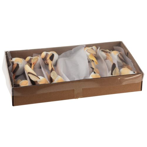 Itens Pássaro de penas em arame, pássaro decorativo com penas laranja marrom 4cm 12 un