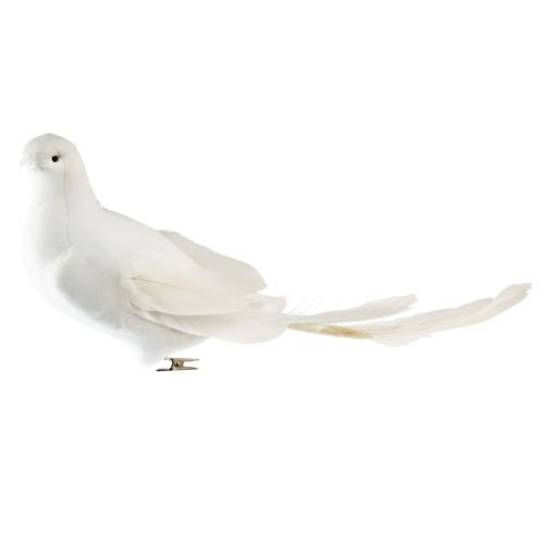 Pomba de decoração de casamento pombas de casamento brancas com clipe 31,5 cm