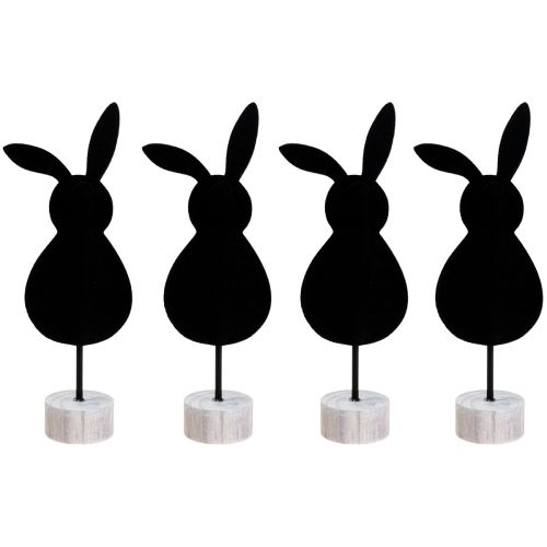 Itens Suporte de decoração de mesa coelhinhos da Páscoa em feltro preto 28,5 cm 4 unidades