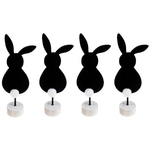 Itens Suporte de decoração de mesa coelhinhos da Páscoa em feltro preto 28,5 cm 4 unidades