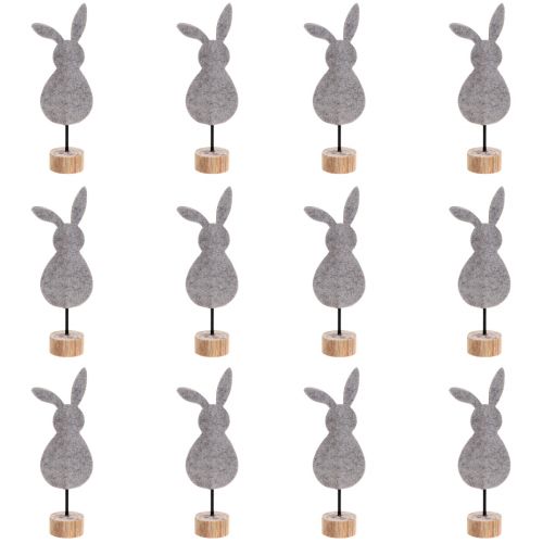 Itens Suporte de decoração de mesa coelhinho da Páscoa decoração feltro cinza 19cm 12 unidades