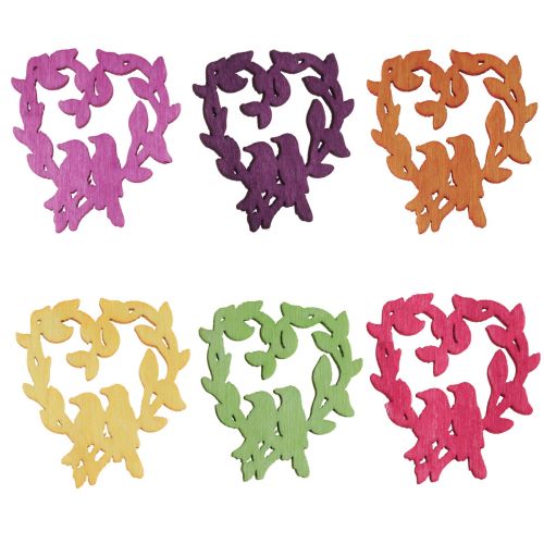 Itens Decoração dispersa pássaro madeira coração decoração de mesa cor 3,5 / 1,5 cm 72 peças