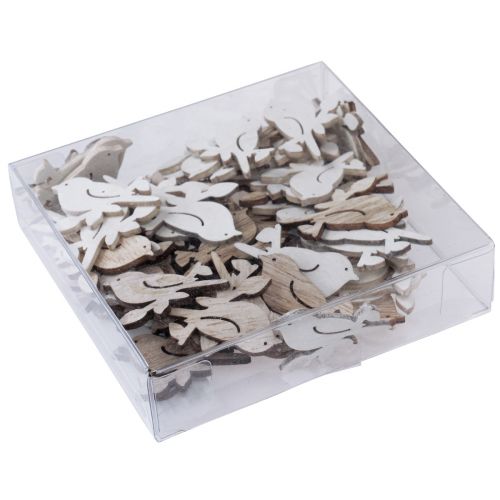Itens Decoração dispersa madeira primavera pássaro decoração branco natural 4cm 72 un