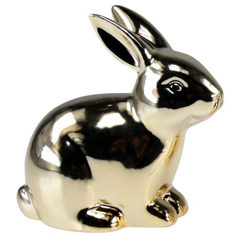 Itens Coelhos de cerâmica coelho dourado sentado aparência de metal 8,5 cm 3 unidades