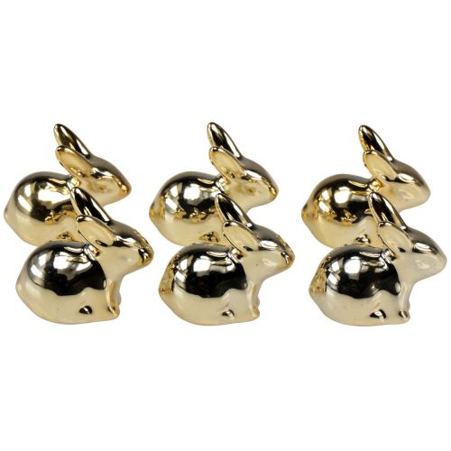 Floristik24 Coelhinhos da Páscoa em cerâmica dourada com aparência de metal 5,5 cm 6 unidades