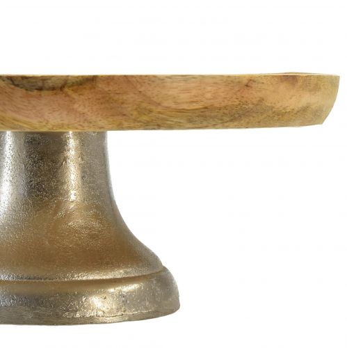 Floristik24 Bandeja decorativa madeira base metal prata natural Ø25cm
