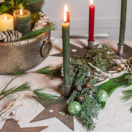 Itens Estrela de decoração de metal, castiçal cônico para prata de Natal, visual antigo 20cm × 19,5cm