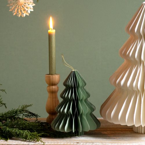 Floristik24 Árvore de Natal de papel, menta, prata, glitter, altura 20 cm, 5 peças