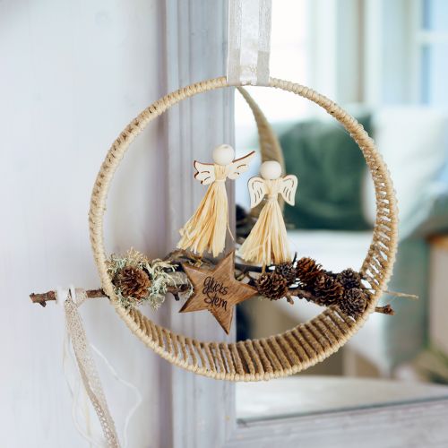 Floristik24 Anéis decorativos de juta para pendurar Ø 29cm - design natural para design criativo de parede 2 peças