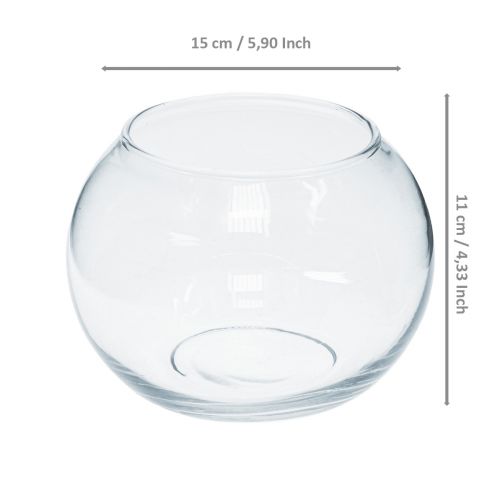 Itens Vaso de bola vaso de flores de vidro redondo decoração de vidro Alt.11cm Ø15cm