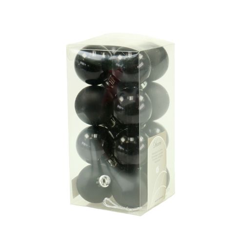 Floristik24 Bola de Natal de plástico Ø4cm preta 16 unidades