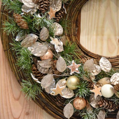 Floristik24 Grinalda decorativa folha de prata grinalda artificial de folhas champanhe Ø59cm