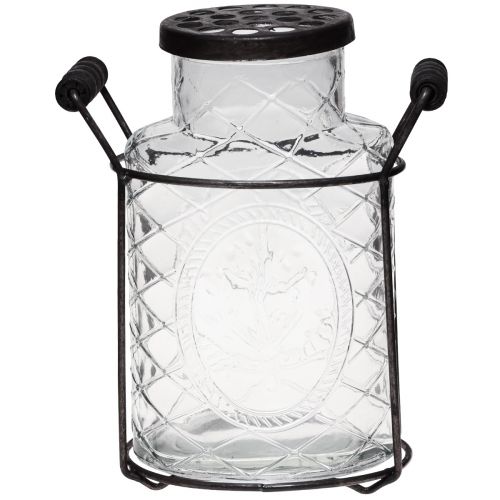 Vaso de vidro com tampa garrafa auxiliar de encaixe 16,5×8,5×18,5cm
