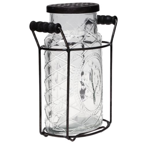Itens Vaso de vidro com tampa, porta-garrafa 16,5×8,5×18,5cm