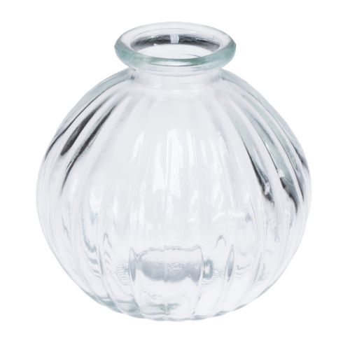 Floristik24 Vaso de vidro pequeno vaso de bola com ranhuras transparentes Ø8,5cm Alt.8cm