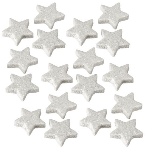 Floristik24 Estrelas espalhadas com glitter creme 2,5cm 96 unidades