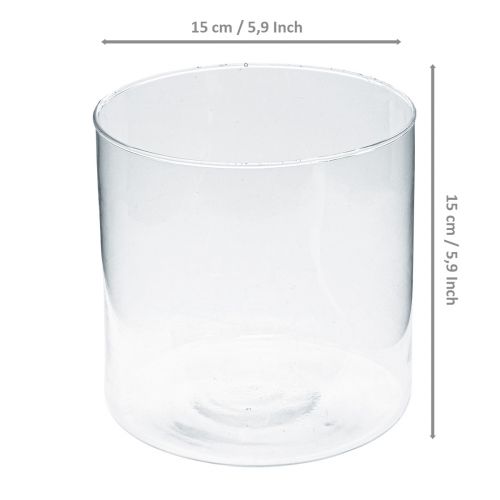 Itens Vaso de vidro cilindro de vidro vaso de flores decoração de vidro A15cm Ø15cm