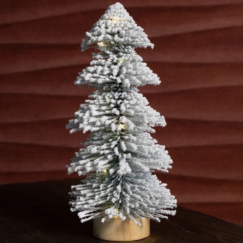 Itens Mini árvore de Natal iluminada LED abeto com neve 28cm
