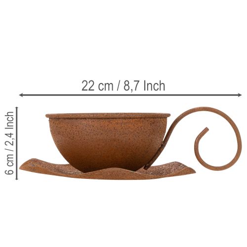 Vaso e pires vintage na cor ferrugem, Ø17,5cm A6cm | Floristik24.pt