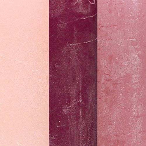 Itens Velas pilares cor sólida 3 cores Berry 70×120mm 12 un