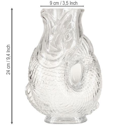 Itens Vaso de vidro em formato de peixe decorativo para uma decoração harmoniosa do ambiente, 24,5 cm