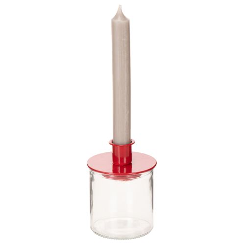 Castiçais pequenos vermelhos para velas cônicas de 8 cm, conjunto com 3 peças. | Floristik24.pt