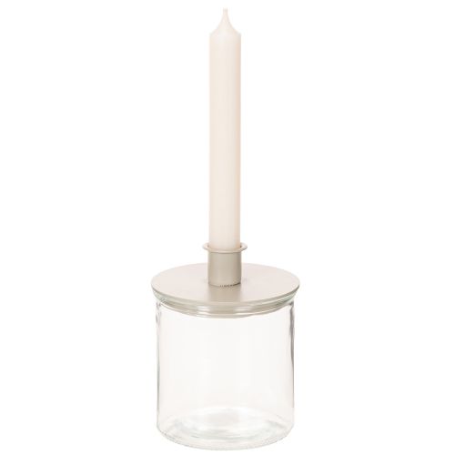 Castiçais redondos cor creme para velas finas, decoração de mesa, 10 cm, 2 peças | Floristik24.pt