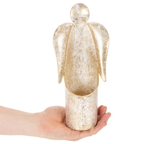 Castiçal em forma de anjo dourado para decoração festiva, 27 cm | Floristik24.pt