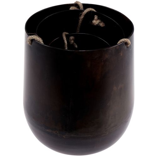 Floristik24 Cesta suspensa vaso de flores de metal para pendurar marrom 22/20/16,5 cm conjunto de 3
