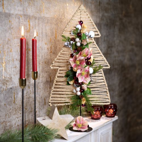 Floristik24 Caixa DIY decoração de mesa de Natal abeto ráfia Alt.60cm