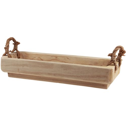 Floristik24 Caixa para plantas tigela de madeira quadrada Paulownia natural 57,5×18cm×18m