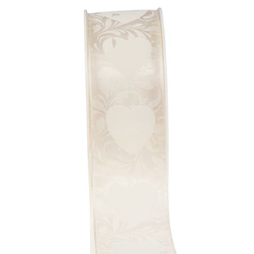 Fita de organza creme fita decorativa corações 40mm 15m