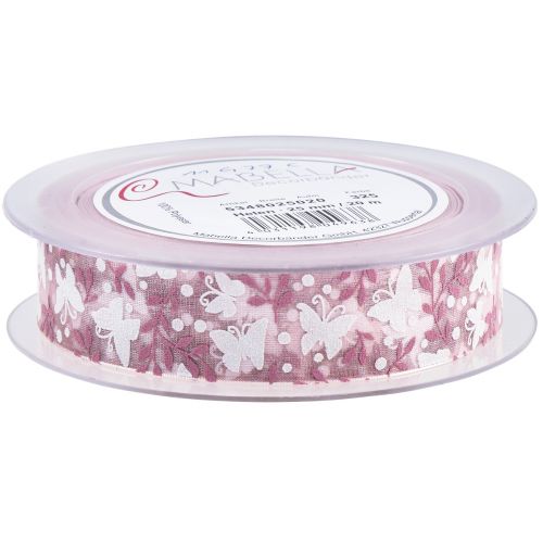 Itens Fita de organza borboleta fita para presente rosa 25mm 20m