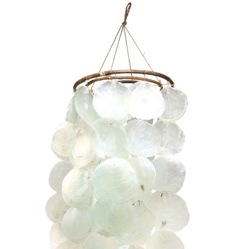 Floristik24 Capiz carrilhão de vento decoração pendente decoração concha verde Ø29cm 160cm