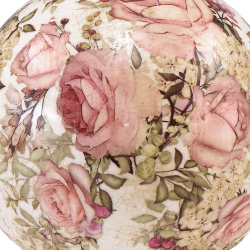 Floristik24 Bola de cerâmica com rosas em faiança decorativa de cerâmica Ø9,5cm