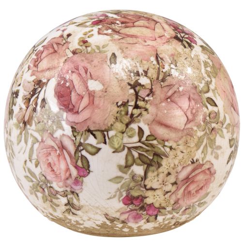 Floristik24 Bola de cerâmica com motivo rosa faiança decorativa de cerâmica 12cm