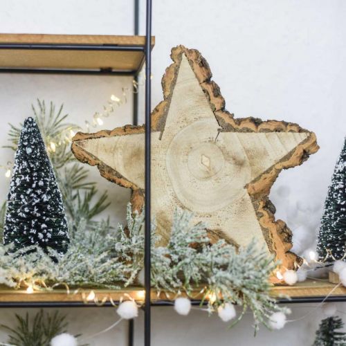 Floristik24 Bandeja em fatia de árvore, natal, decoração em madeira estrela, madeira natural Ø20cm