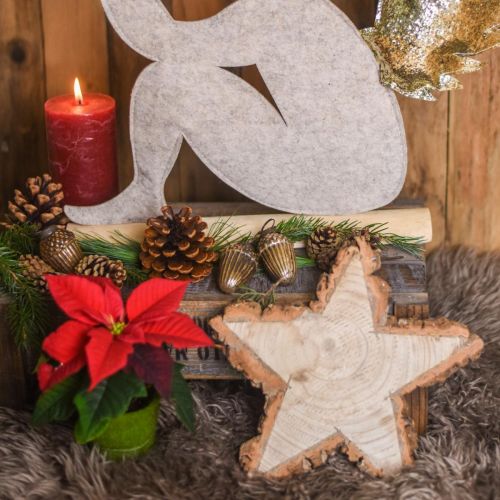 Itens Bandeja de madeira para Advento, fatia de árvore em forma de estrela, Natal, decoração estrela madeira natural Ø29cm