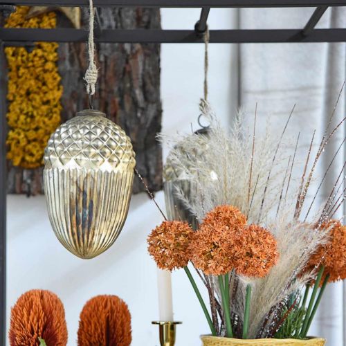 Floristik24 Decoração de outono, vidro real decorativo de bolota, Advento, aspecto antigo Ø12cm Alt.21cm