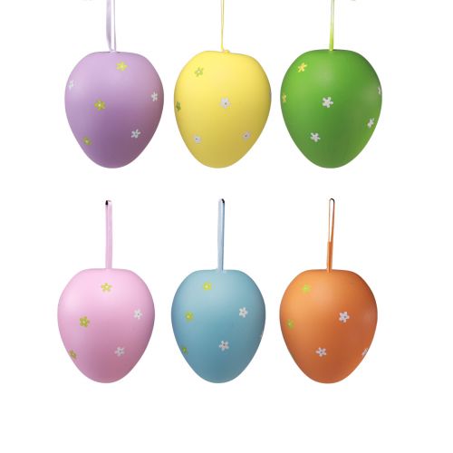 Floristik24 Ovos de Páscoa pendurados ovos de plástico 6,5x10cm 6 un