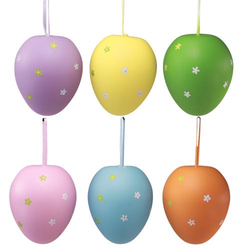 Floristik24 Ovos de Páscoa grandes para pendurar ovos de plástico 11×14,5cm 6 un