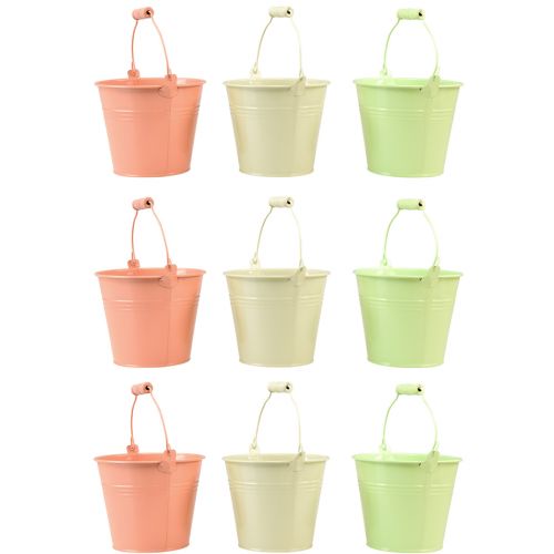 Itens Balde com alça para plantador metal pastel Ø10cm Alt.8cm 9pcs