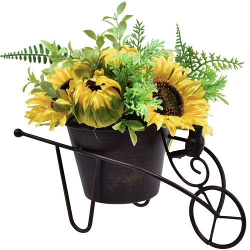 Floristik24 Carrinho de mão com arranjo de flores artificiais de girassol 30cm