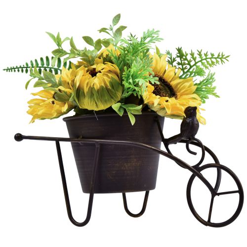 Floristik24 Carrinho de mão com arranjo de flores artificiais de girassol 30cm