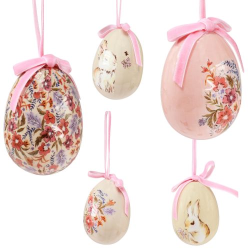 Floristik24 Ovos de Páscoa decorativos para pendurar com motivos 4,5×6,5cm 6 un
