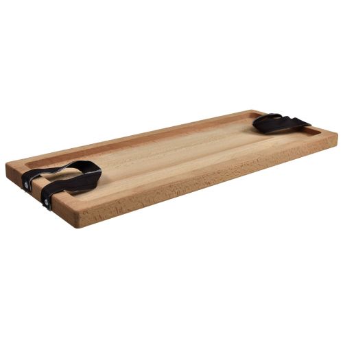 Itens Bandeja decorativa, bandeja retangular de madeira com alças em faia 50×19,5cm