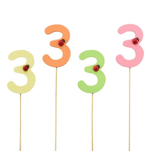 Plugues numéricos aniversário 3 plugues de flores madeira 27,5 cm 16 unidades